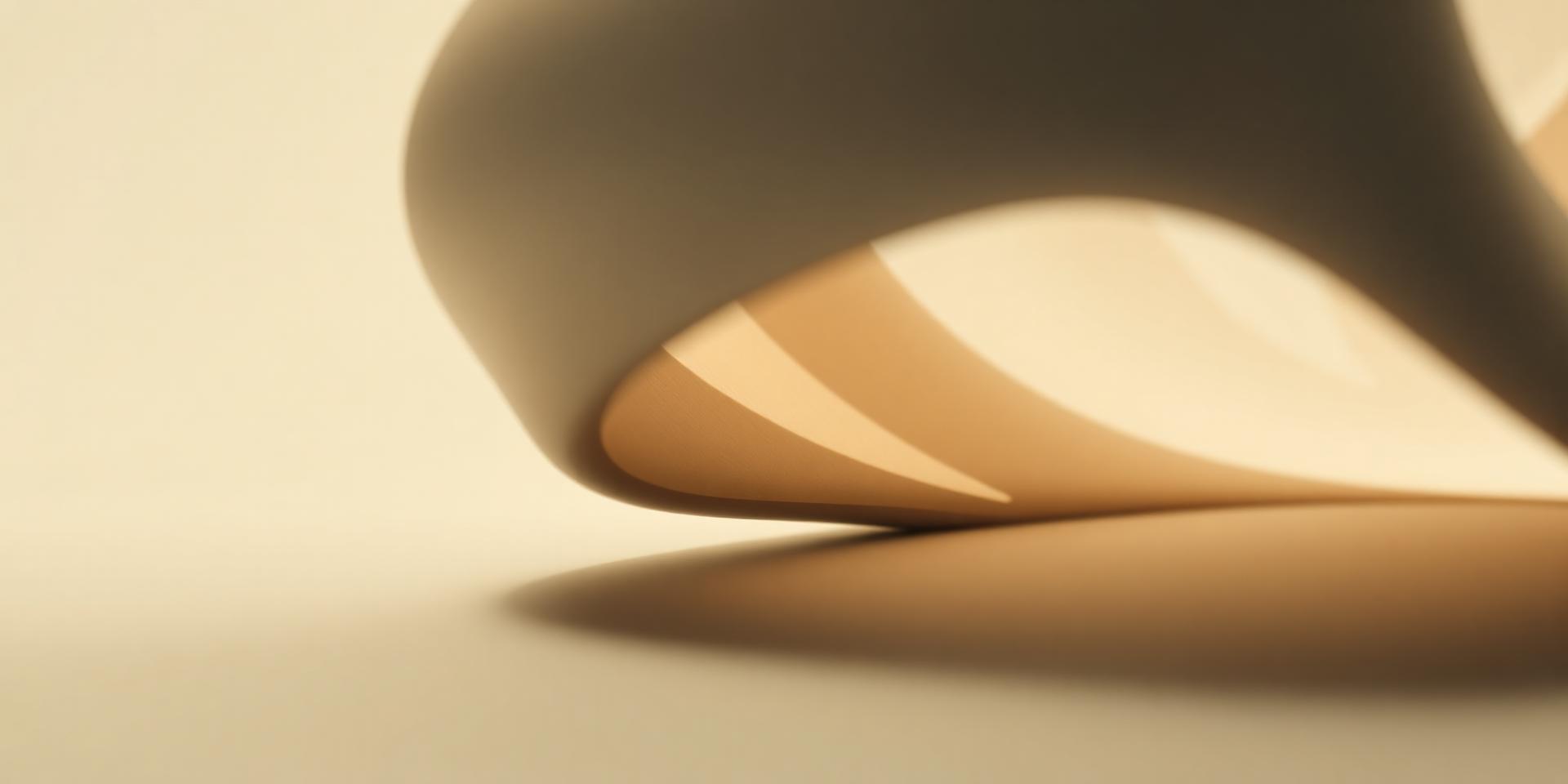 A close-up of a sculptural form seen from an unusual angle, with soft shadows revealing its volume.